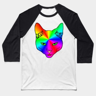 Cats Rule Rainbow Meow Baseball T-Shirt